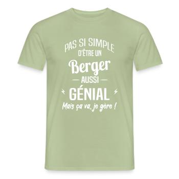 Berger - T-shirt homme - vert sauge - Devant - AI Model Male 178 light (178cm)