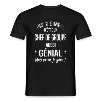Chef de groupe - T-shirt homme - noir - Devant - AI Model Male 178 light (178cm)
