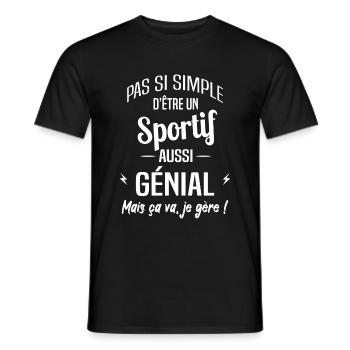 Sportif - T-shirt homme - noir - Devant - AI Model Male 178 light (178cm)