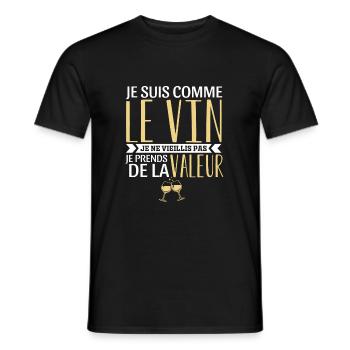 Je suis comme le vin je ne vieillis pas ... - T-shirt homme - noir - Devant - AI Model Male 178 light (178cm)