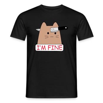 I'm Fine Funny Cat - Men's T-Shirt - black - Front - AI Model Male 178 light (178cm)