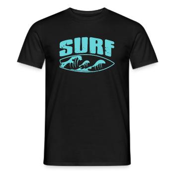 Vintage Surfing In The Waves T-Shirt Present Gift - Männer T-Shirt - Schwarz - Vorne - AI Model Male 178 light (178cm)