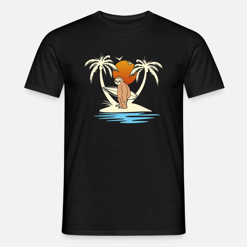 Sloth while surfing - Men’s T-shirt - black