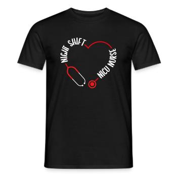 Infirmière de nuit à l’USIN Stéthoscope Soins infirmiers - T-shirt homme - noir - Devant - AI Model Male 178 light (178cm)