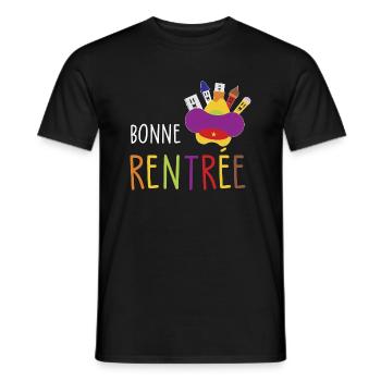 bonne rentrée / humour rentrée des classes - T-shirt homme - noir - Devant - AI Model Male 178 light (178cm)