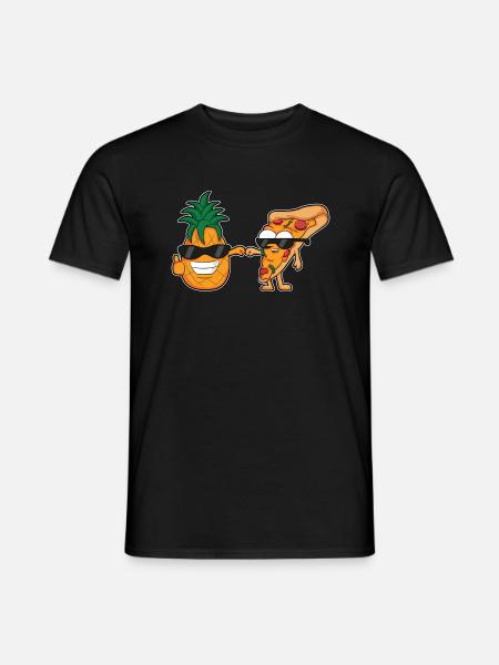 pizza and pineapple cartoon design - Men's T-Shirt - black