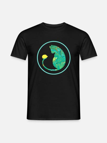 Cat with hedgehog E 71 - Men's T-Shirt - black