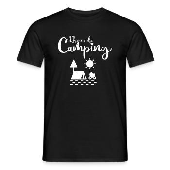 L'heure de camping - T-shirt homme - noir - Devant - AI Model Male 178 light (178cm)