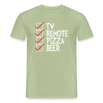 Tv Remote Pizza Beer - Männer T-Shirt - Sage - Vorne - AI Model Male 178 light (178cm)