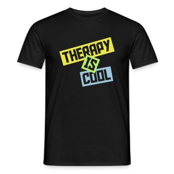 therapy is cool Zitat - Männer T-Shirt - Schwarz - Vorne - AI Model Male 178 light (178cm)