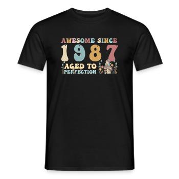 Awesome since 1987 - 36th Birthday - 2023 Groovy - Men's T-Shirt - black - Front - AI Model Male 178 light (178cm)
