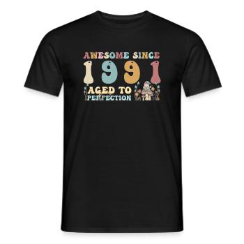 Awesome since 1991 - 32nd Birthday - 2023 Groovy - Men's T-Shirt - black - Front - AI Model Male 178 light (178cm)