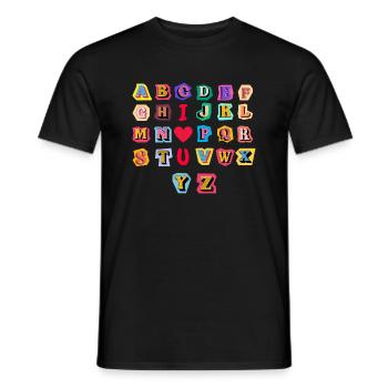 Alphabet ABC I love you - Men's T-Shirt - black - Front - AI Model Male 178 light (178cm)