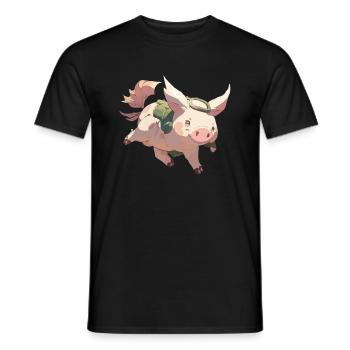 Pigo the flying pig - Men's T-Shirt - black - Front - AI Model Male 178 light (178cm)