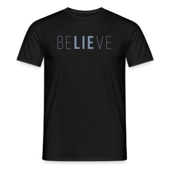 credere - T-shirt uomo - nero - Fronte - AI Model Male 178 light (178cm)