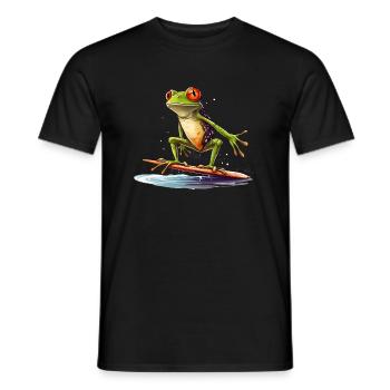 Frosch auf dem Surfbrett - Männer T-Shirt - Schwarz - Vorne - AI Model Male 178 light (178cm)