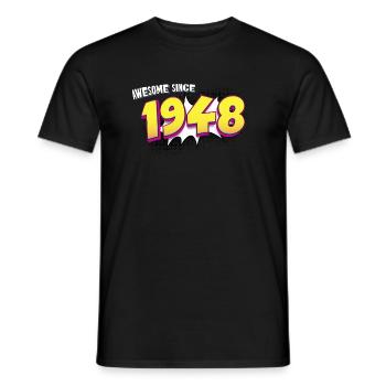 Retro 75th birthday in Pop Art Comic Book Style - Men's T-Shirt - black - Front - AI Model Male 178 light (178cm)