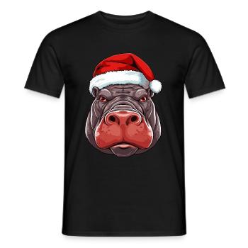 Nilpferd Weihnachten Tier Kopf - Männer T-Shirt - Schwarz - Vorne - AI Model Male 178 light (178cm)
