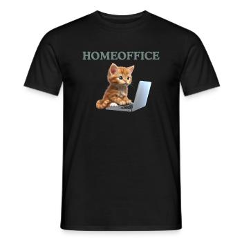 Katze Homeoffice Arbeit - Männer T-Shirt - Schwarz - Vorne - AI Model Male 178 light (178cm)