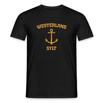 Westerland - Sylt - Nordsee - Anker - Möwe - Insel - Männer T-Shirt - Schwarz - Vorne - AI Model Male 178 light (178cm)