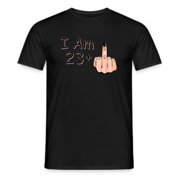 J’ai 23 ans + 1 majeur Je suis 23 ans et plus, - T-shirt homme - noir - Devant - AI Model Male 178 light (178cm)