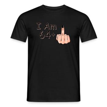 I Am 64 + 1 Middle Finger Shirt I Am 64 Plus, - Men's T-Shirt - black - Front - AI Model Male 178 light (178cm)