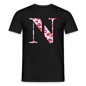 Letter n kisses - Men's T-Shirt - black - Front - AI Model Male 178 light (178cm)
