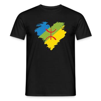 AMAZIGH DANS MON COEUR - JE SUIS UN VRAIS KABYL - T-shirt homme - noir - Devant - AI Model Male 178 light (178cm)