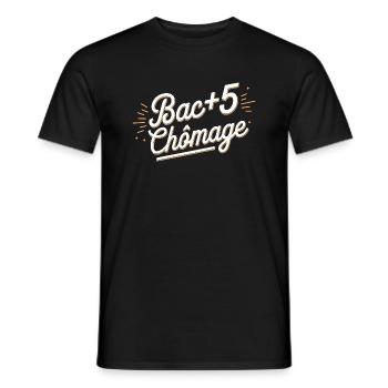Bac+5 chômage - T-shirt homme - noir - Devant - AI Model Male 178 light (178cm)