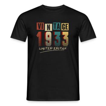 Vintage 1933 : Edition Limitée - 92e anniversaire. - T-shirt homme - noir - Devant - AI Model Male 178 light (178cm)