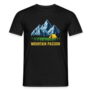 Mountain Passion - Outdoor Adventure Camping Mountains - Men's T-Shirt - black - Front - AI Model Male 178 light (178cm)