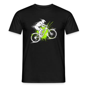 Downhill Mountain Bike Action - Extreme Sport Biker - Men's T-Shirt - black - Front - AI Model Male 178 light (178cm)