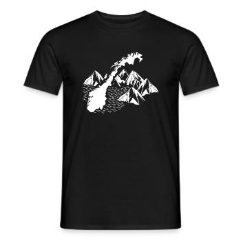 Norway Map Mountains Sea Fjord Hiking Norway - Men's T-Shirt - black - Front - AI Model Male 178 light (178cm)
