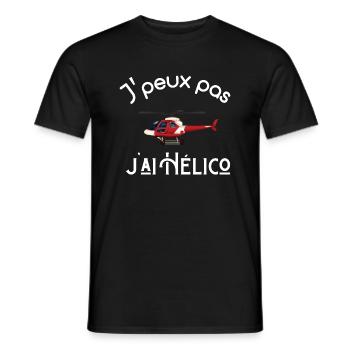 Je Peux Pas J'ai Hélico (Hélicoptère) - T-shirt homme - noir - Devant - AI Model Male 178 light (178cm)
