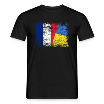 Drapeau Ukraine France Soutien Soutenir l'Ukraine - T-shirt homme - noir - Devant - AI Model Male 178 light (178cm)