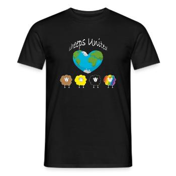 Les moutons du monde s’unissent ! Le monde un cœur. - T-shirt homme - noir - Devant - AI Model Male 178 light (178cm)