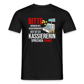 Während Kassiervorgang Nicht Kassiererin Sprechen - Männer T-Shirt - Schwarz - Vorne - AI Model Male 178 light (178cm)