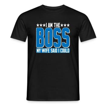 Je suis le patron - Ma femme a dit que je pourrais avoir 6 ans - T-shirt homme - noir - Devant - AI Model Male 178 light (178cm)