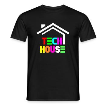 tech house - Men's T-Shirt - black - Front - AI Model Male 178 light (178cm)