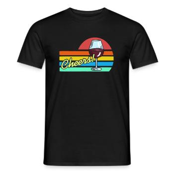 CHEERS! Retro Vintage Wine Lover Design T-Shirt - Men's T-Shirt - black - Front - AI Model Male 178 light (178cm)