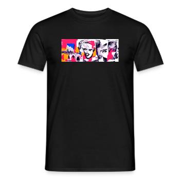 Pop Art Collage -Who the FucxX is looking - Men's T-Shirt - black - Front - AI Model Male 178 light (178cm)