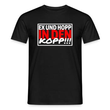 EX UND HOPP IN DEN KOPP - Sprüche Party Saufen - Männer T-Shirt - Schwarz - Vorne - AI Model Male 178 light (178cm)