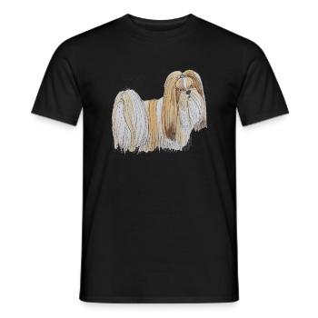 Lhasa Apso Fun - Men's T-Shirt - black - Front - AI Model Male 178 light (178cm)