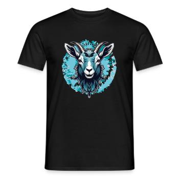 Ziegenbock Portrait auf großem Farbklecks - Männer T-Shirt - Schwarz - Vorne - AI Model Male 178 light (178cm)