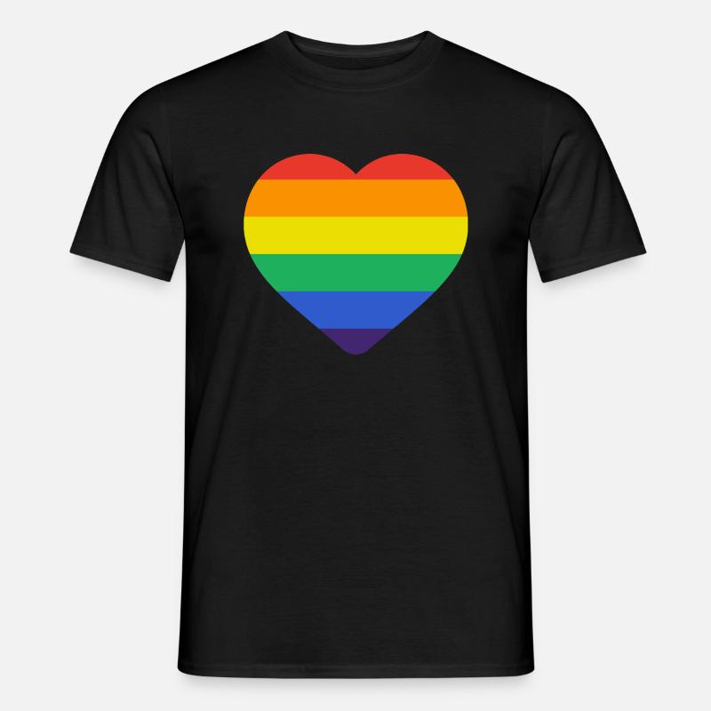 Rainbow Heart Pride - Liebe Vielfalt - Männer T-Shirt - Schwarz