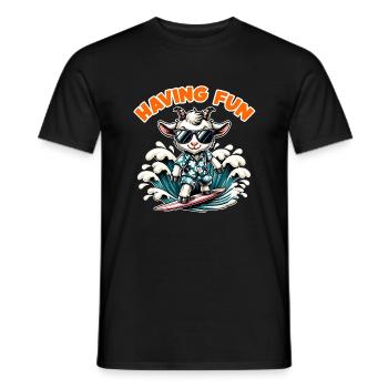 Chèvre de surf drôle et élégante avec des lunettes de soleil - T-shirt homme - noir - Devant - AI Model Male 178 light (178cm)