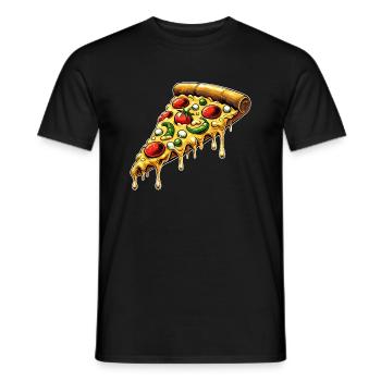 Pizza Cartoon Melting Cheese Funny Design - Men's T-Shirt - black - Front - AI Model Male 178 light (178cm)