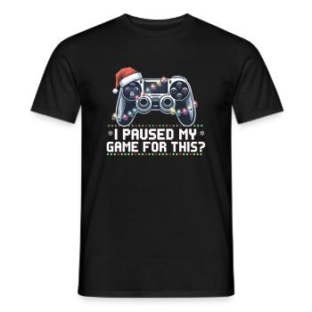 Gamer's Christmas Chaos - Mein Spiel dafür pausiert? - Männer T-Shirt - Schwarz - Vorne - AI Model Male 178 light (178cm)