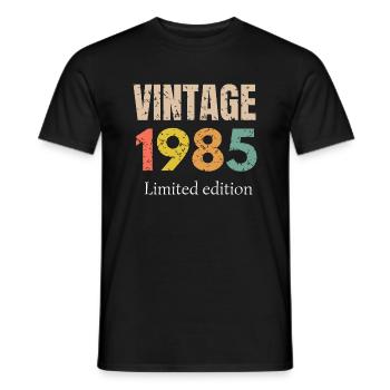 Vintage 1985 Limited Edition - Anniversary - Men's T-Shirt - black - Front - AI Model Male 178 light (178cm)