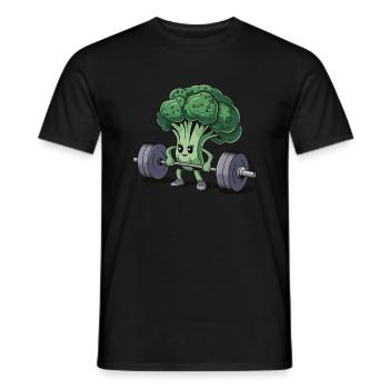 Brokkoli Cartoon Fitness Gewichtheben Humor - Männer T-Shirt - Schwarz - Vorne - AI Model Male 178 light (178cm)